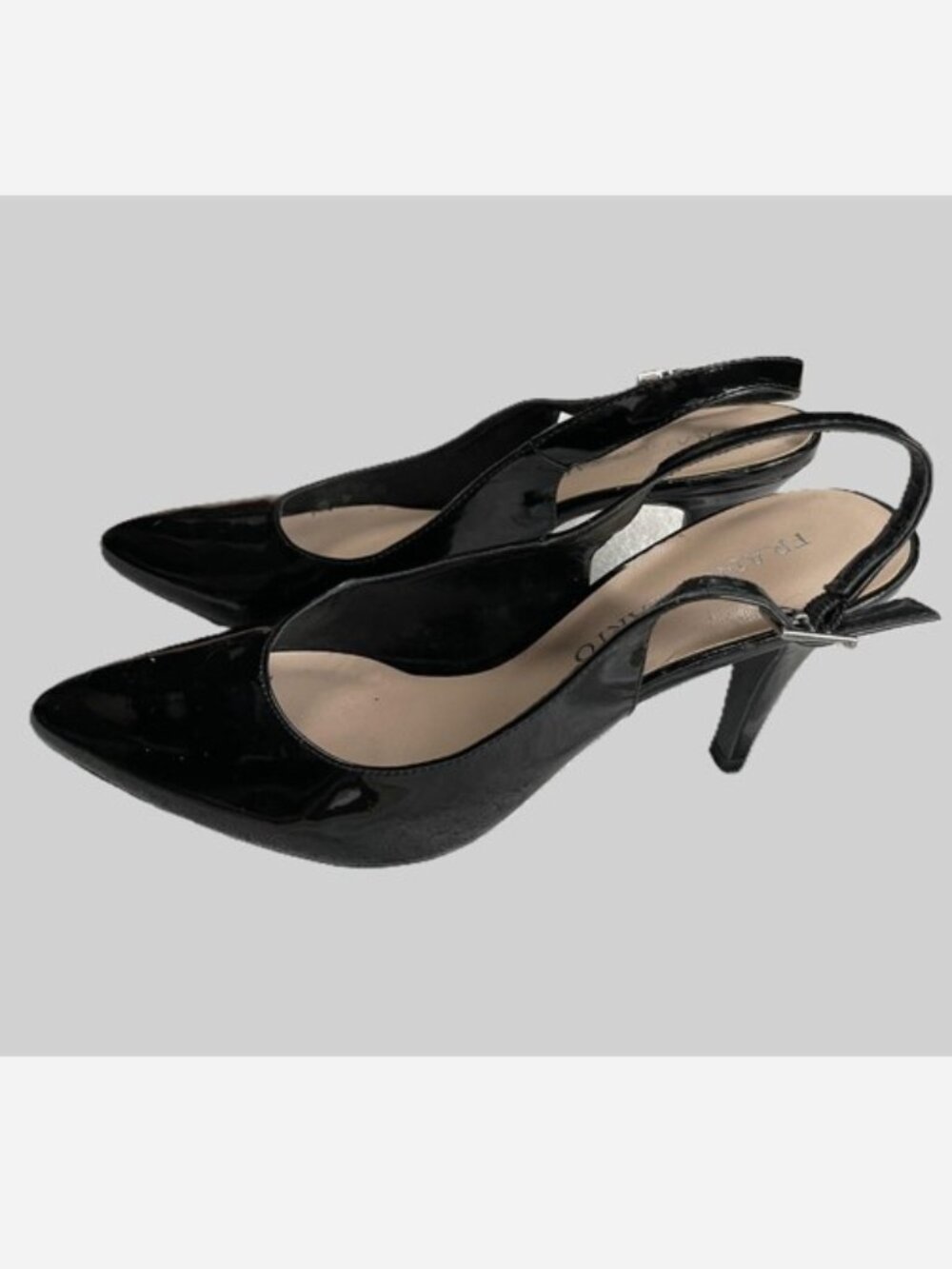 Franco Sarto Black Patent Slingback Heels